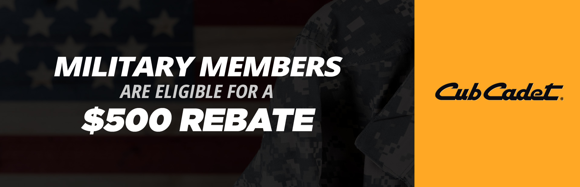 Cub Cadet: Military Members Are Eligible For A $500 Rebate